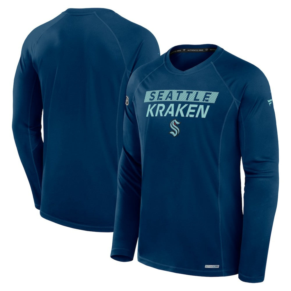 Seattle Kraken Fanatics Authentic Pro Rink Tech Long Sleeve T-Shirt - Navy - NHL