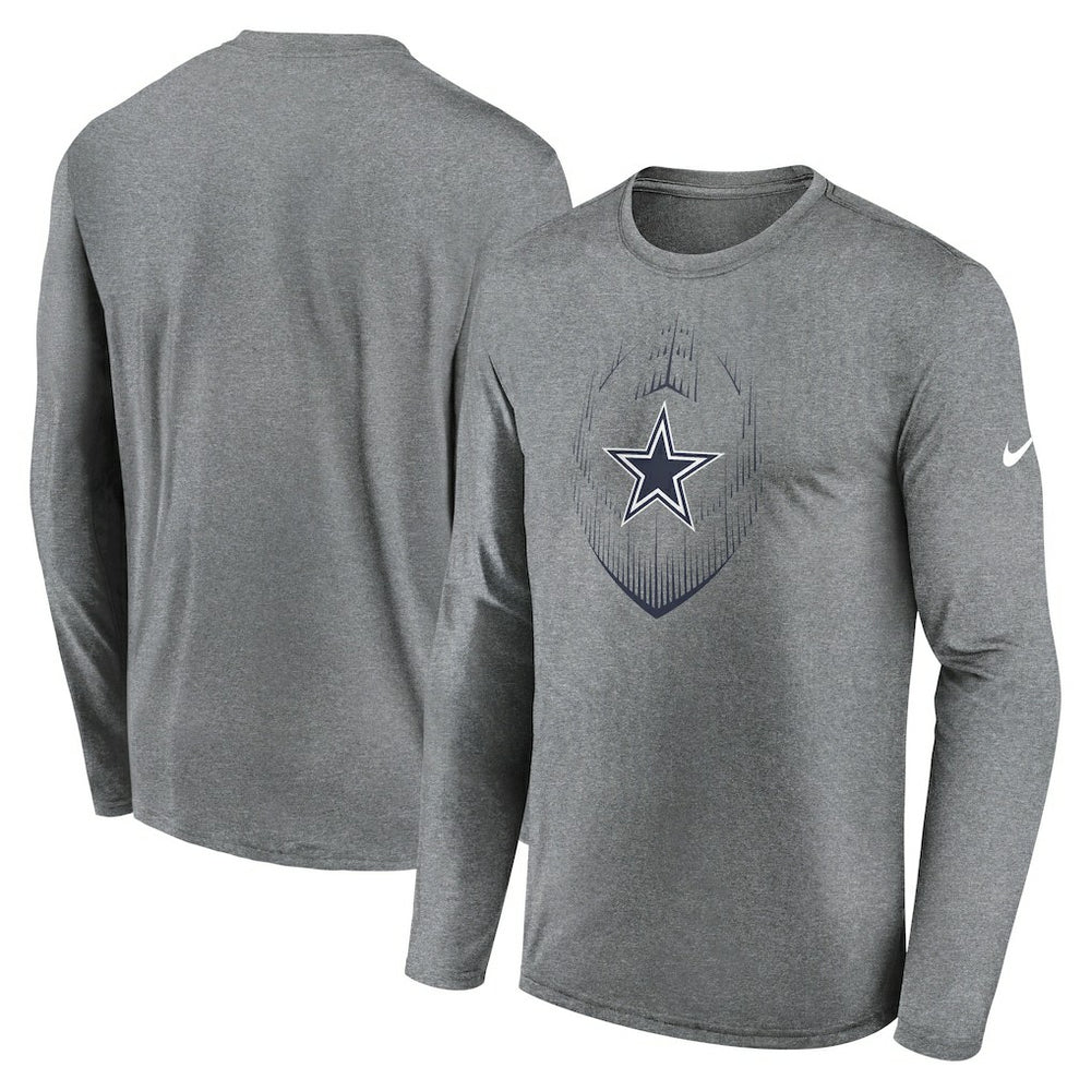Dallas Cowboys Icon Legend Performance Long Sleeve T-Shirt Heather Gray | Nike for Sale