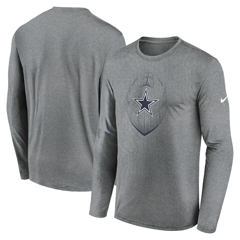 Dallas Cowboys Icon Legend Performance Long Sleeve T-Shirt Heather Gray | Nike for Sale