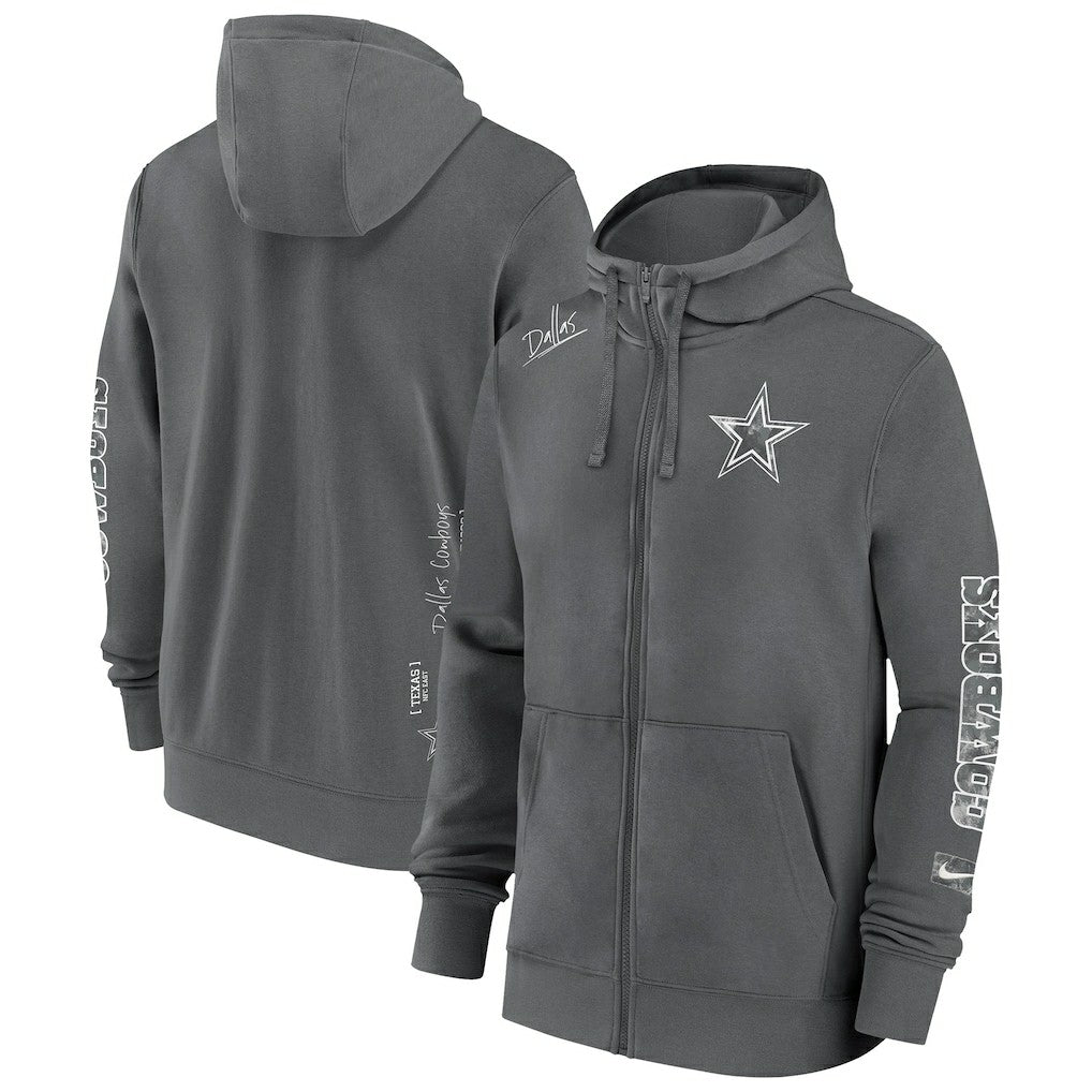Dallas Cowboys Primetime Club Full-Zip Hoodie Charcoal | Nike for Sale