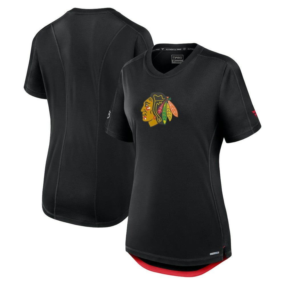 Chicago Blackhawks Fanatics Women's Authentic Pro Rink T-Shirt - Black - NHL