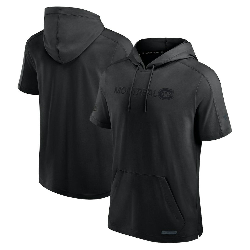 Montreal Canadiens Fanatics Authentic Pro Road Performance Short Sleeve Pullover Hoodie - Black - NHL