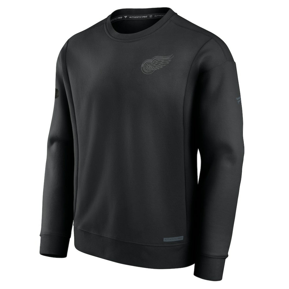 Detroit Red Wings Fanatics Authentic Pro Road Fleece Pullover Sweatshirt - Black - NHL