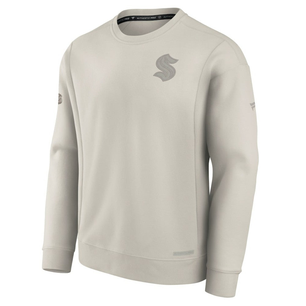 Seattle Kraken Fanatics Authentic Pro Road Fleece Pullover Sweatshirt - Cream - NHL
