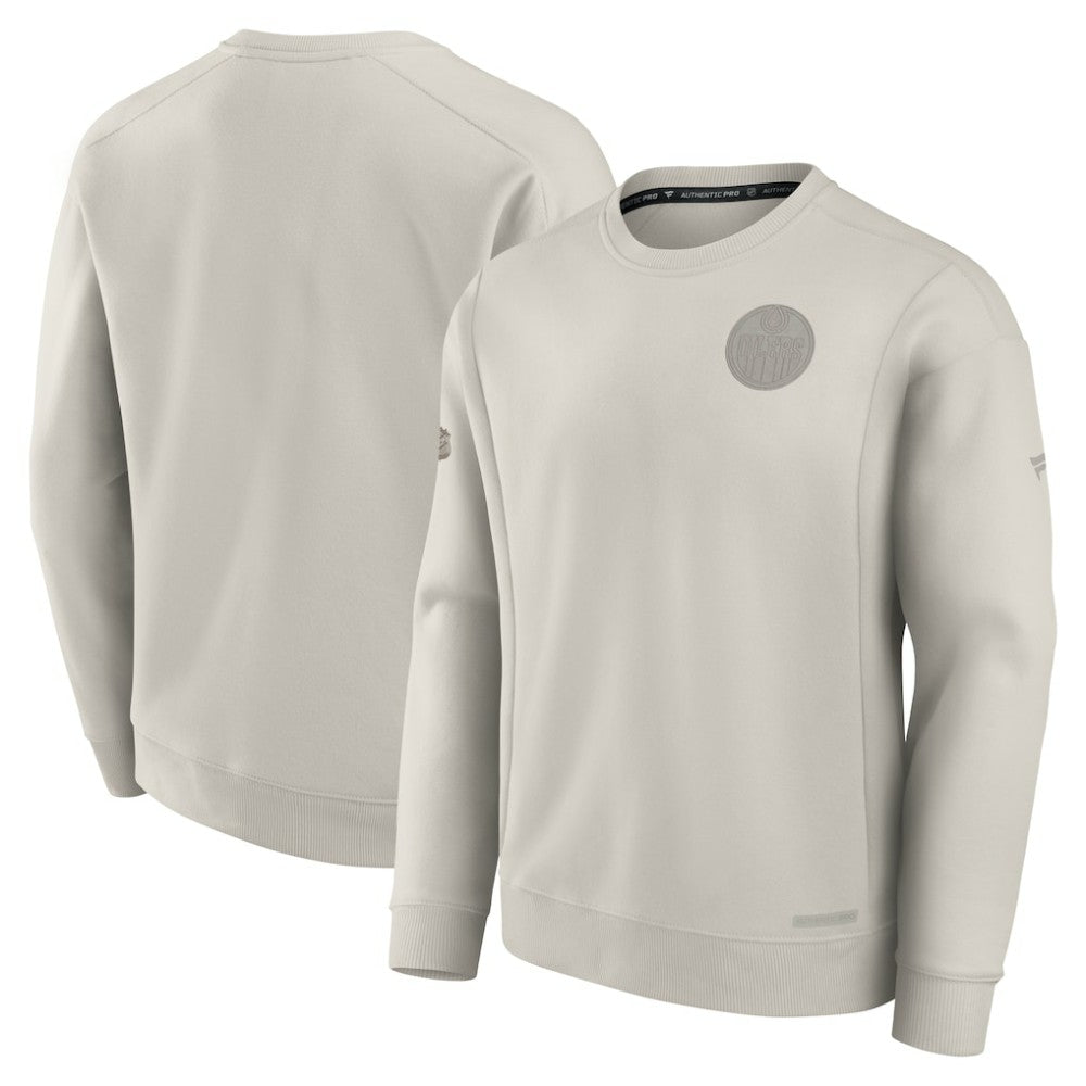 Edmonton Oilers Fanatics Authentic Pro Road Fleece Pullover Sweatshirt - Cream - NHL