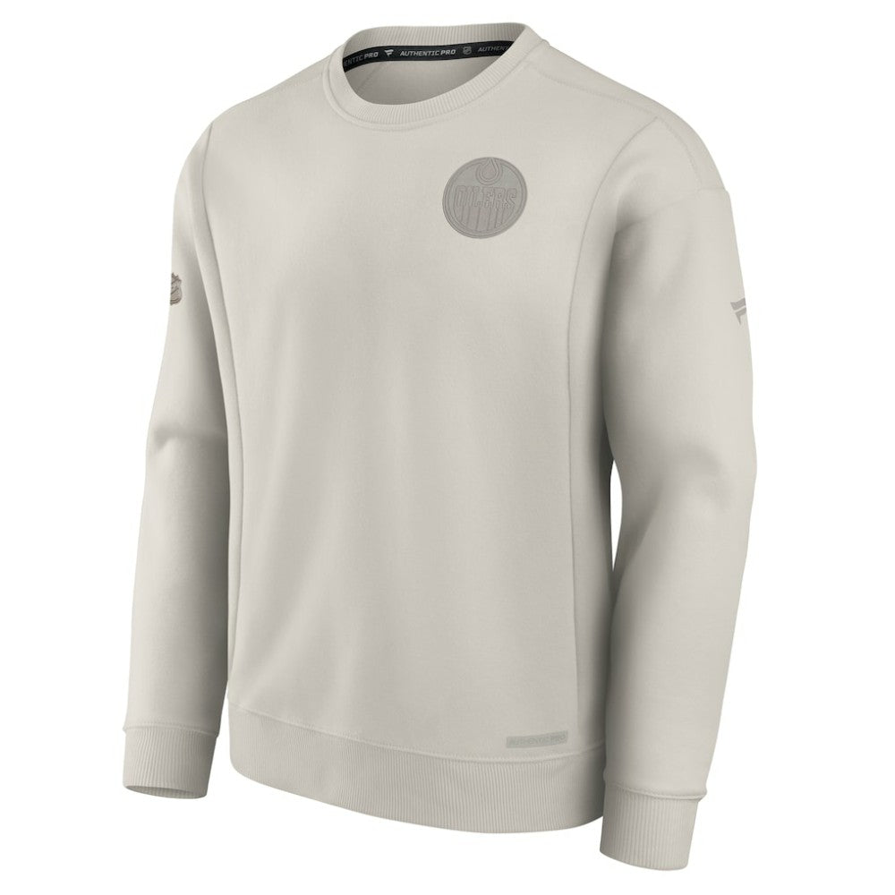Edmonton Oilers Fanatics Authentic Pro Road Fleece Pullover Sweatshirt - Cream - NHL