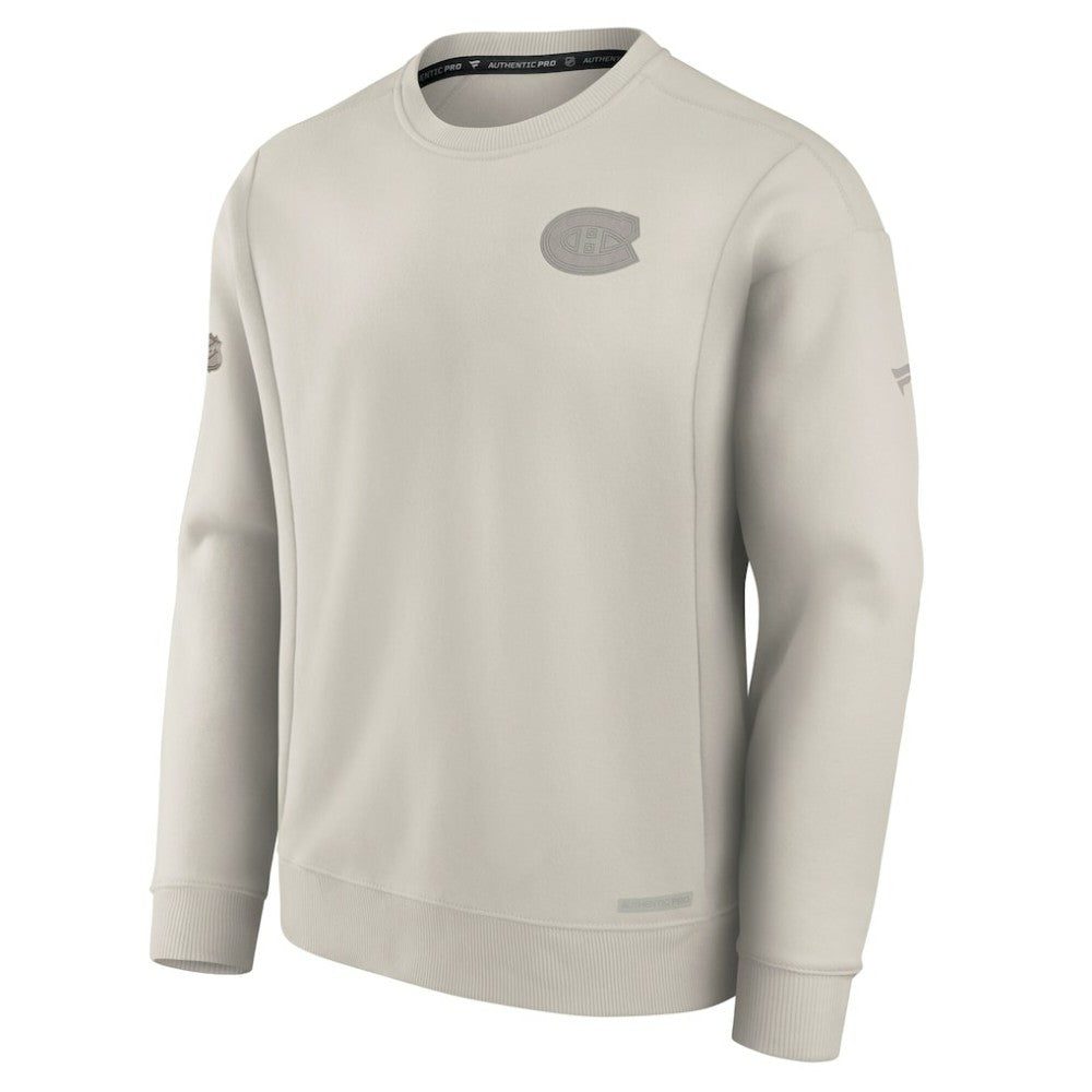 Montreal Canadiens Fanatics Authentic Pro Road Fleece Pullover Sweatshirt - Cream - NHL