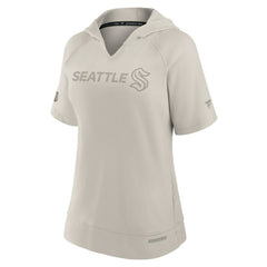 Seattle Kraken Fanatics Women's Authentic Pro Road Short Sleeve V-Neck Pullover Hoodie - Cream - NHL