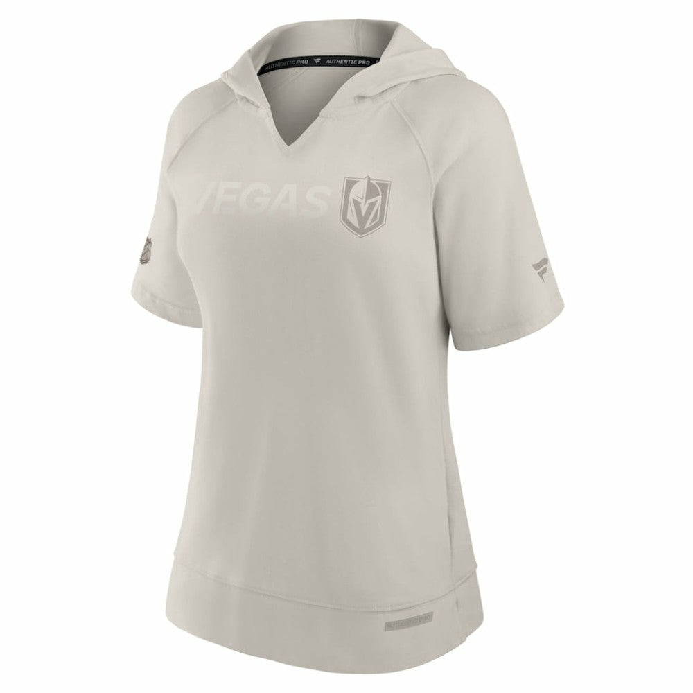 Vegas Golden Knights Fanatics Women's Authentic Pro Road Fashion V-Neck Hoodie T-Shirt - Cream - NHL
