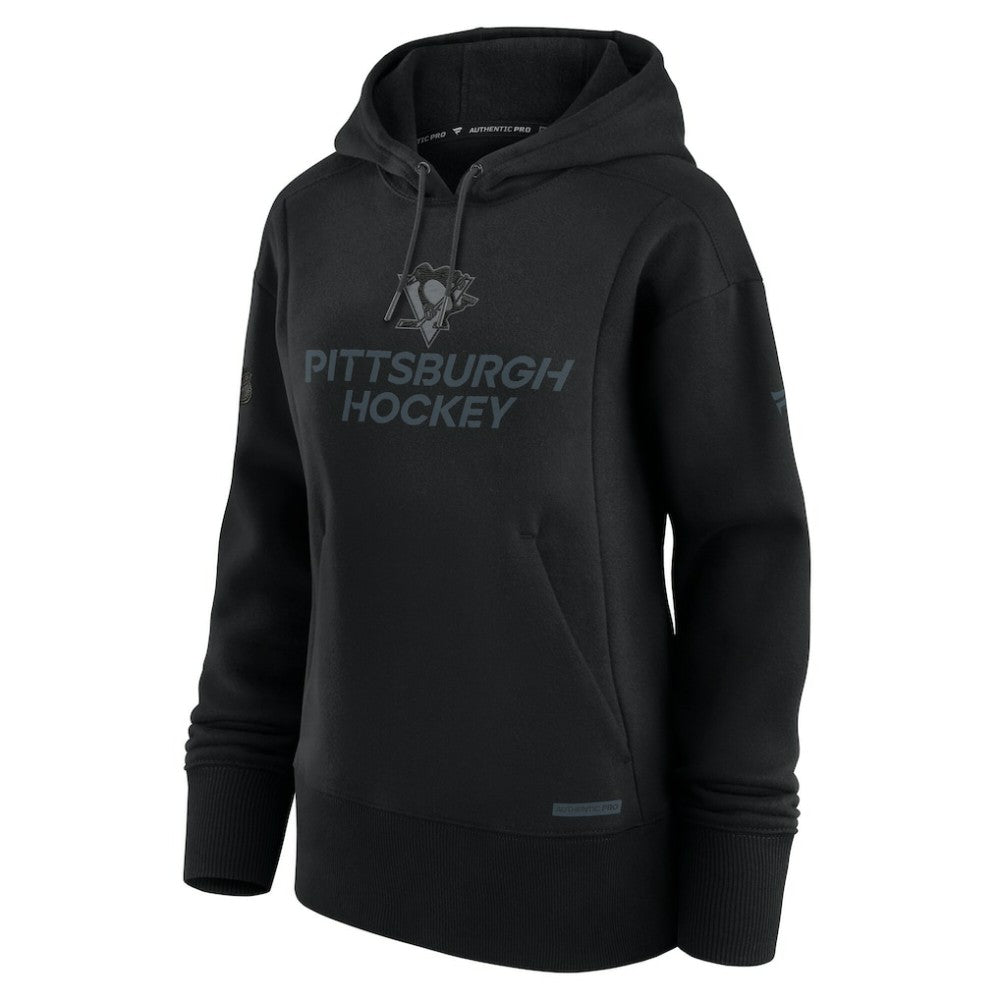 Pittsburgh Penguins Fanatics Women's Authentic Pro Road Pullover Hoodie - Black - NHL