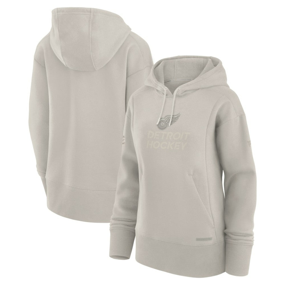 Detroit Red Wings Fanatics Women's Authentic Pro Road Pullover Hoodie - Cream - NHL