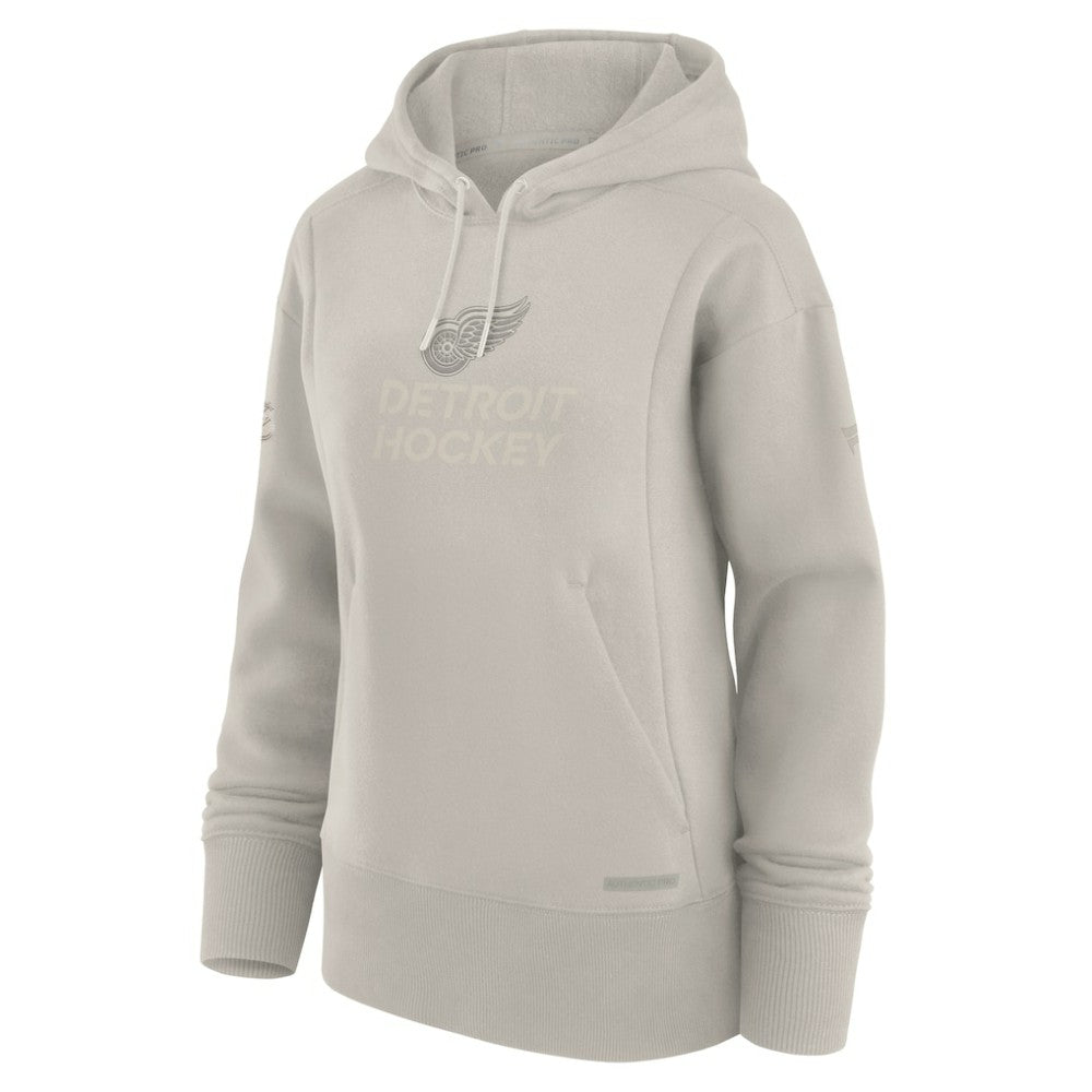 Detroit Red Wings Fanatics Women's Authentic Pro Road Pullover Hoodie - Cream - NHL