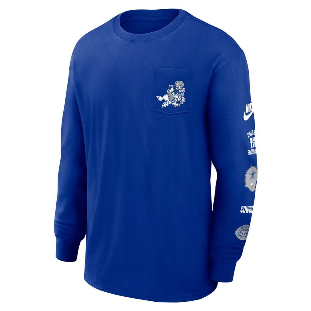 Dallas Cowboys Rewind Heavy Max90 Pocket Long Sleeve T-Shirt Royal | Nike for Sale