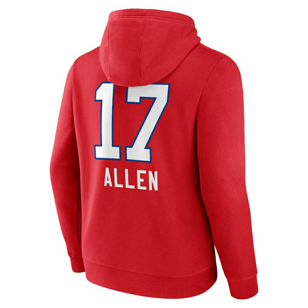 Josh Allen Buffalo Bills Team Wordmark Player Name & Number Pullover Hoodie Red | NFL