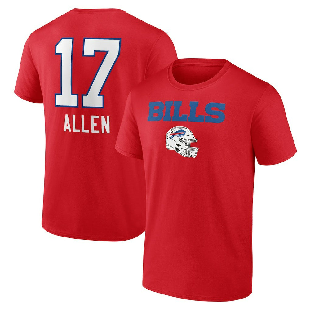 Josh Allen Buffalo Bills Team Wordmark Player Name & Number T-Shirt Red | NFL