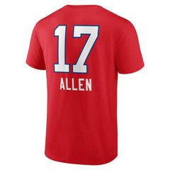 Josh Allen Buffalo Bills Team Wordmark Player Name & Number T-Shirt Red | NFL