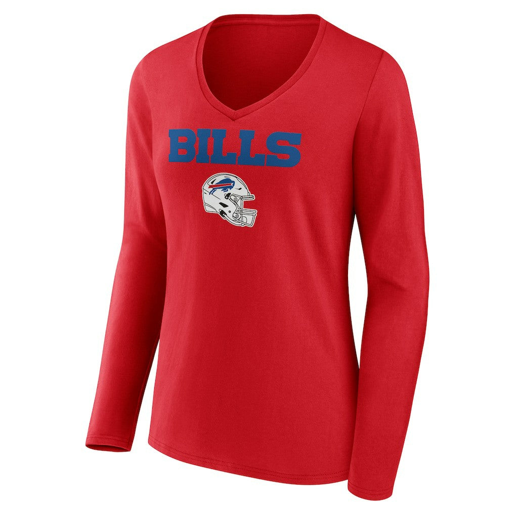 Josh Allen Buffalo Bills Women's Team Wordmark Player Name & Number Long Sleeve V-Neck T-Shirt Red | NFL