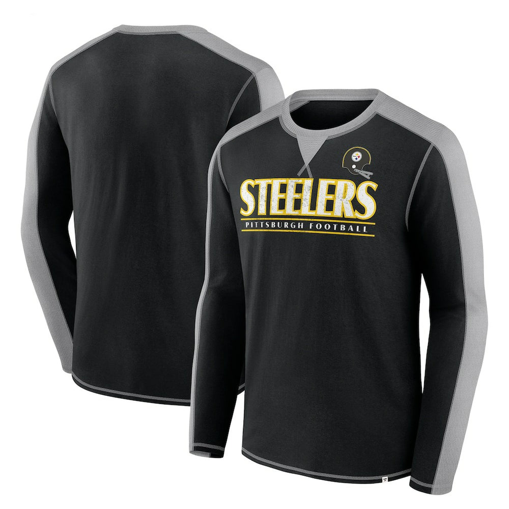 Pittsburgh Steelers Behind the Line Long Sleeve T-Shirt Black/Gray | Fanatics