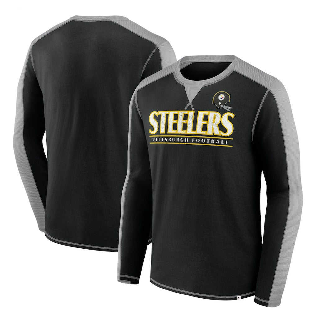 Pittsburgh Steelers Behind the Line Long Sleeve T-Shirt Black/Gray | Fanatics