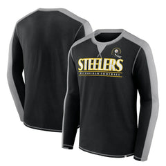 Pittsburgh Steelers Behind the Line Long Sleeve T-Shirt Black/Gray | Fanatics