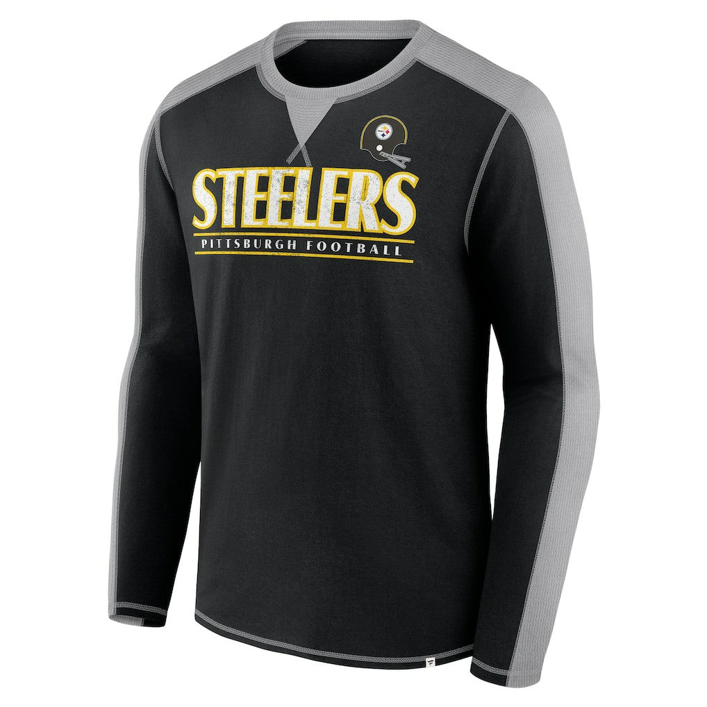 Pittsburgh Steelers Behind the Line Long Sleeve T-Shirt Black/Gray | Fanatics