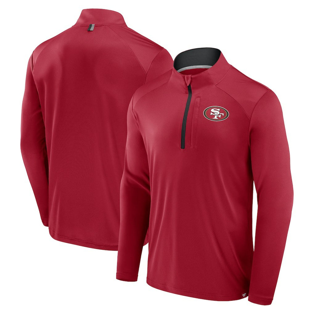 San Francisco 49ers Defender Long Sleeve Quarter-Zip Jacket Scarlet | Fanatics
