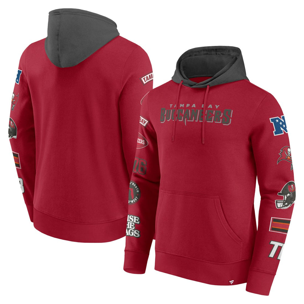 Tampa Bay Buccaneers Patched Out Pullover Hoodie Red/Pewter | Fanatics