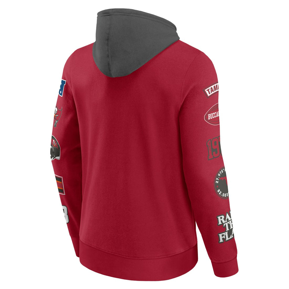 Tampa Bay Buccaneers Patched Out Pullover Hoodie Red/Pewter | Fanatics