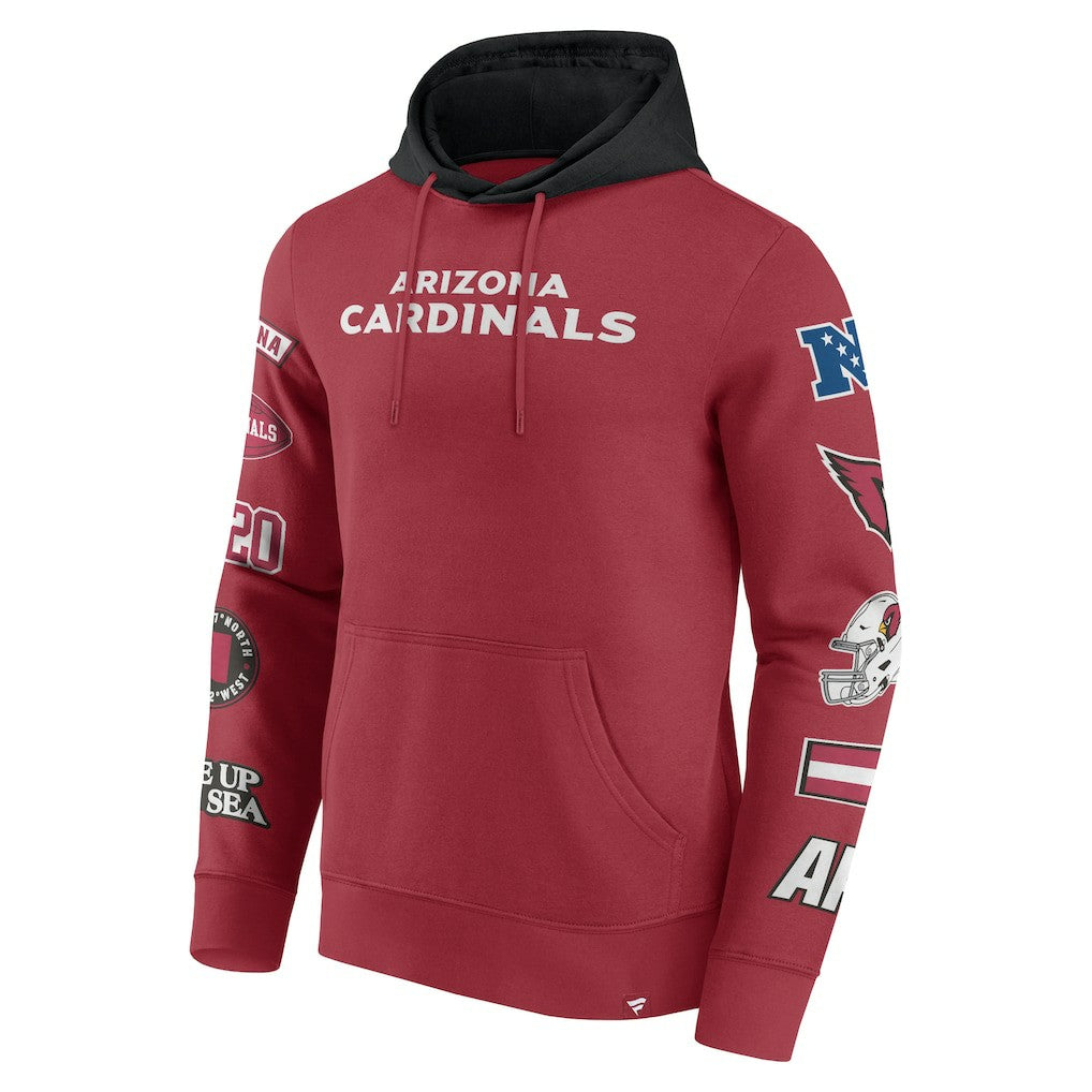 Arizona Cardinals Patched Out Pullover Hoodie Cardinal/Black | Fanatics