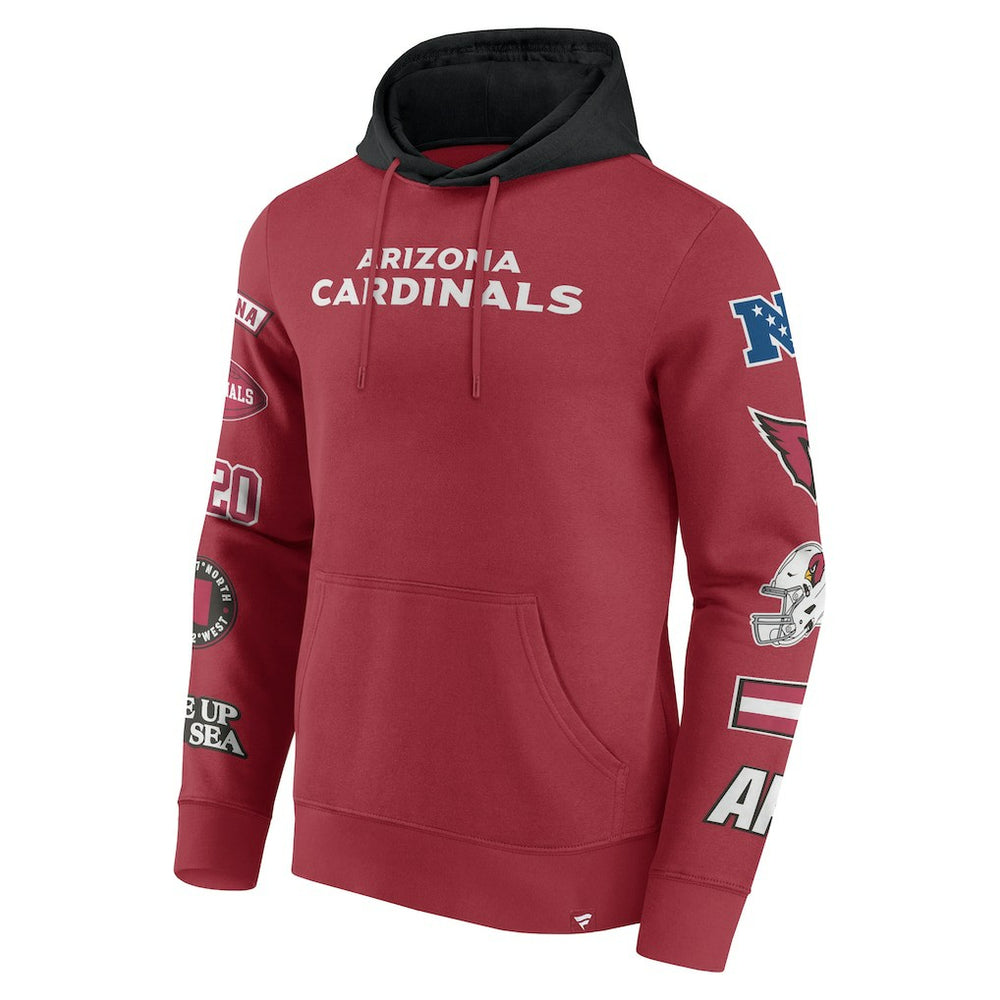 Arizona Cardinals Patched Out Pullover Hoodie Cardinal/Black | Fanatics