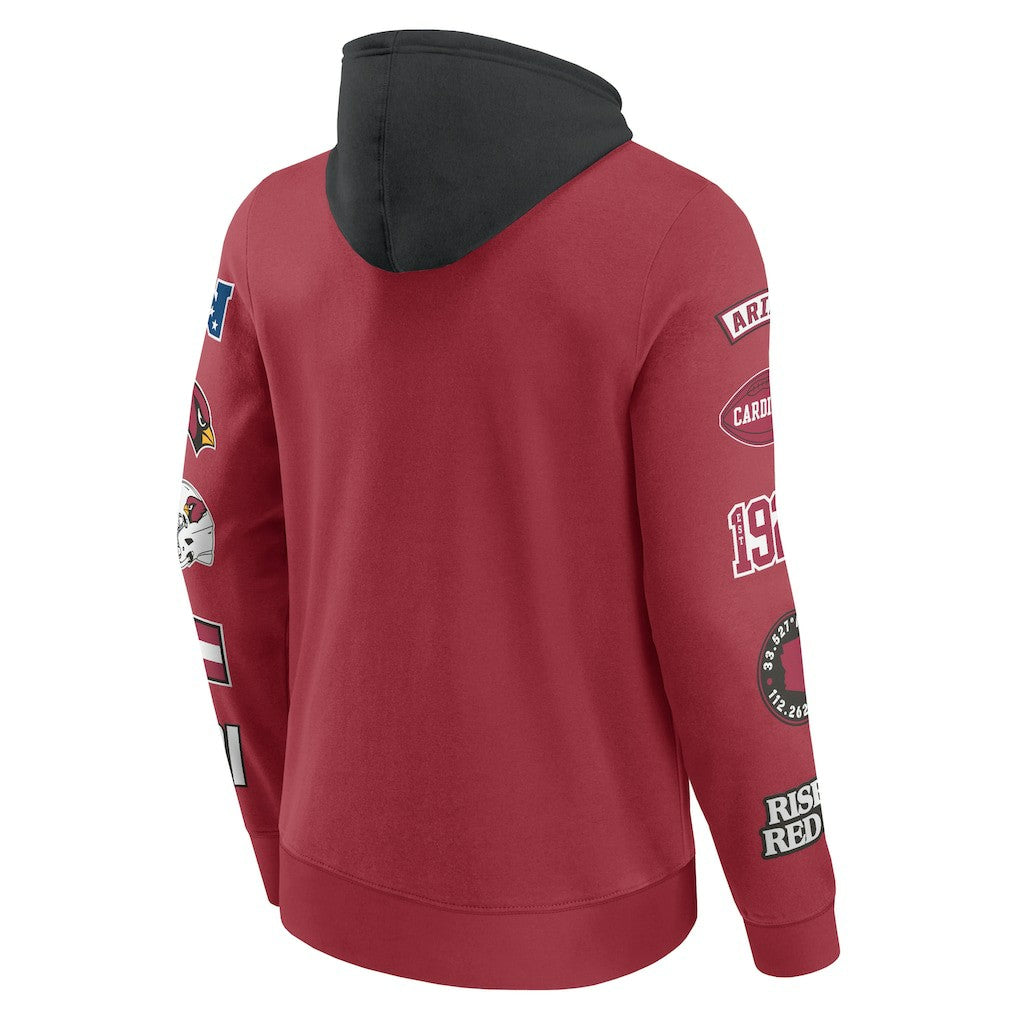 Arizona Cardinals Patched Out Pullover Hoodie Cardinal/Black | Fanatics