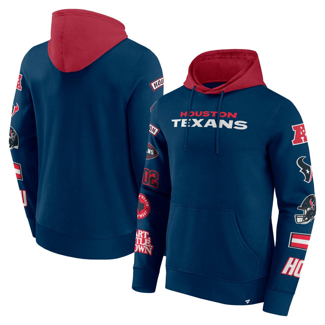 Houston Texans Patched Out Pullover Hoodie Navy/Cardinal | Fanatics