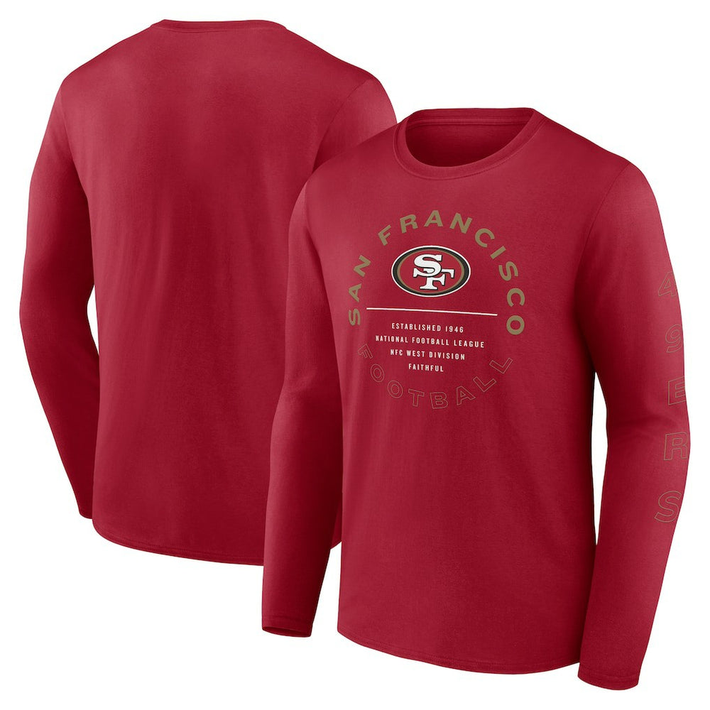 San Francisco 49ers Stat Sheet Long Sleeve T-Shirt Scarlet | Fanatics