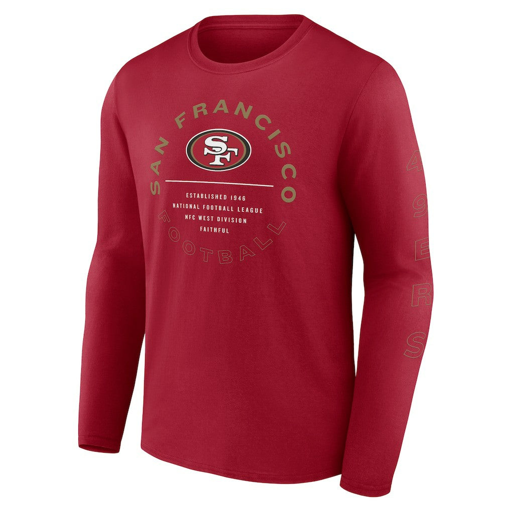 San Francisco 49ers Stat Sheet Long Sleeve T-Shirt Scarlet | Fanatics