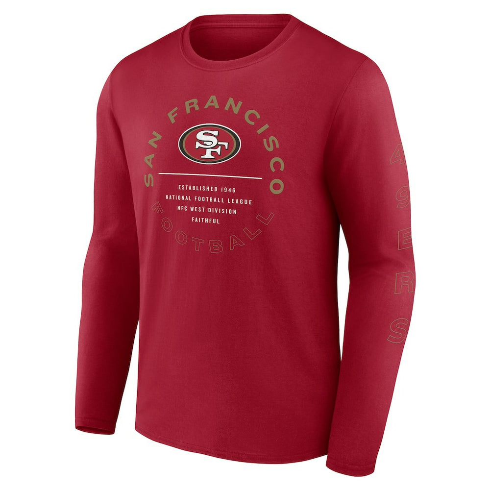 San Francisco 49ers Stat Sheet Long Sleeve T-Shirt Scarlet | Fanatics
