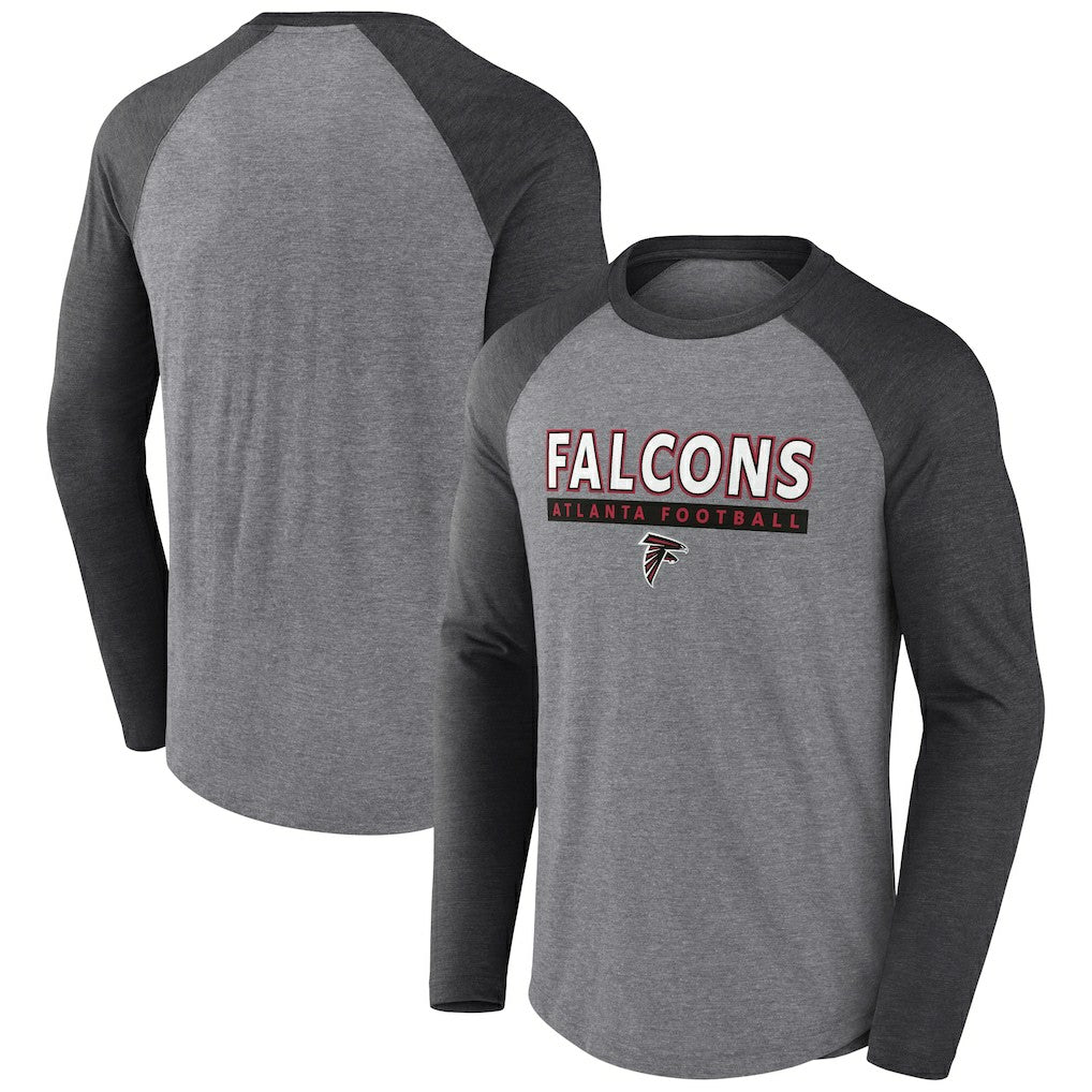 Atlanta Falcons Tri-Blend Raglan Long Sleeve T-Shirt Heather Gray/Charcoal | Fanatics