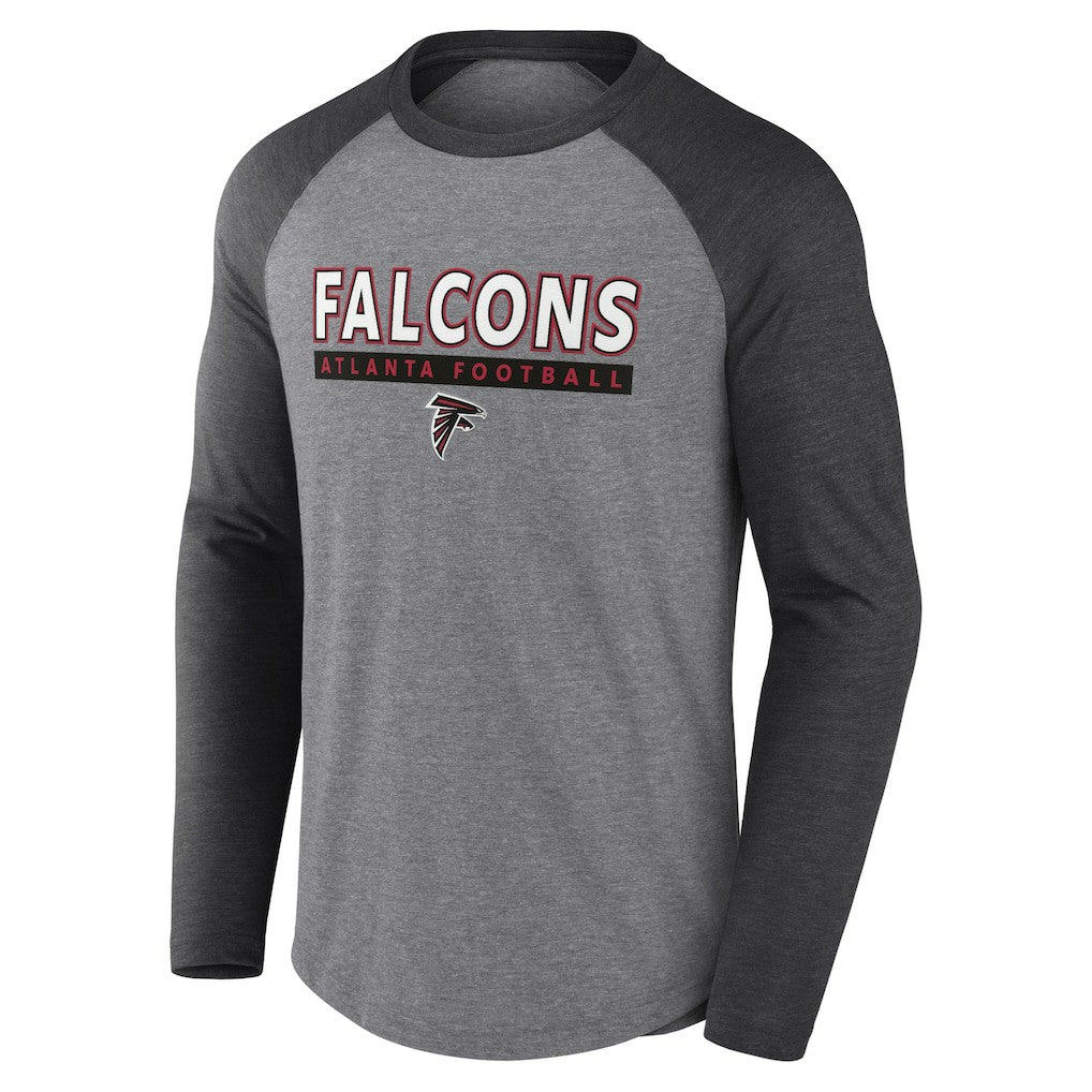 Atlanta Falcons Tri-Blend Raglan Long Sleeve T-Shirt Heather Gray/Charcoal | Fanatics