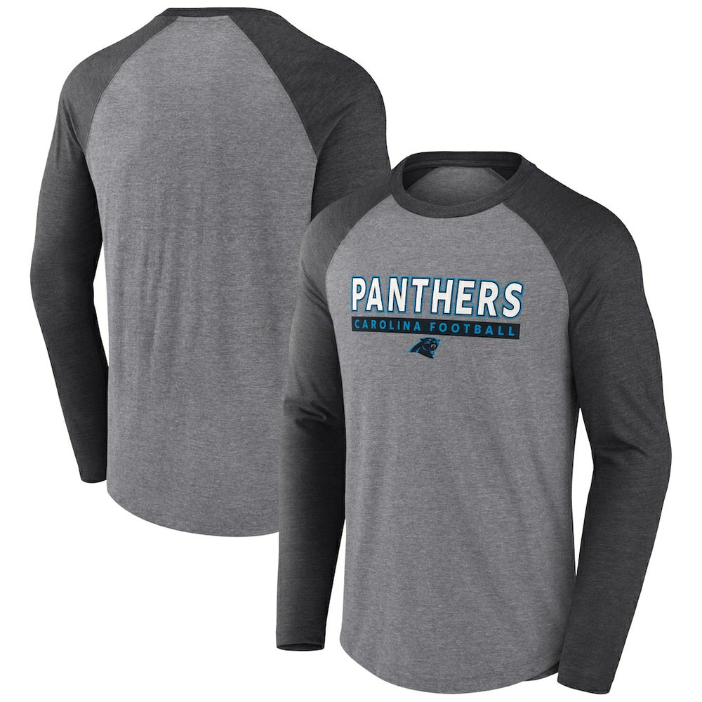 Carolina Panthers Tri-Blend Raglan Long Sleeve T-Shirt Heather Gray/Charcoal | Fanatics