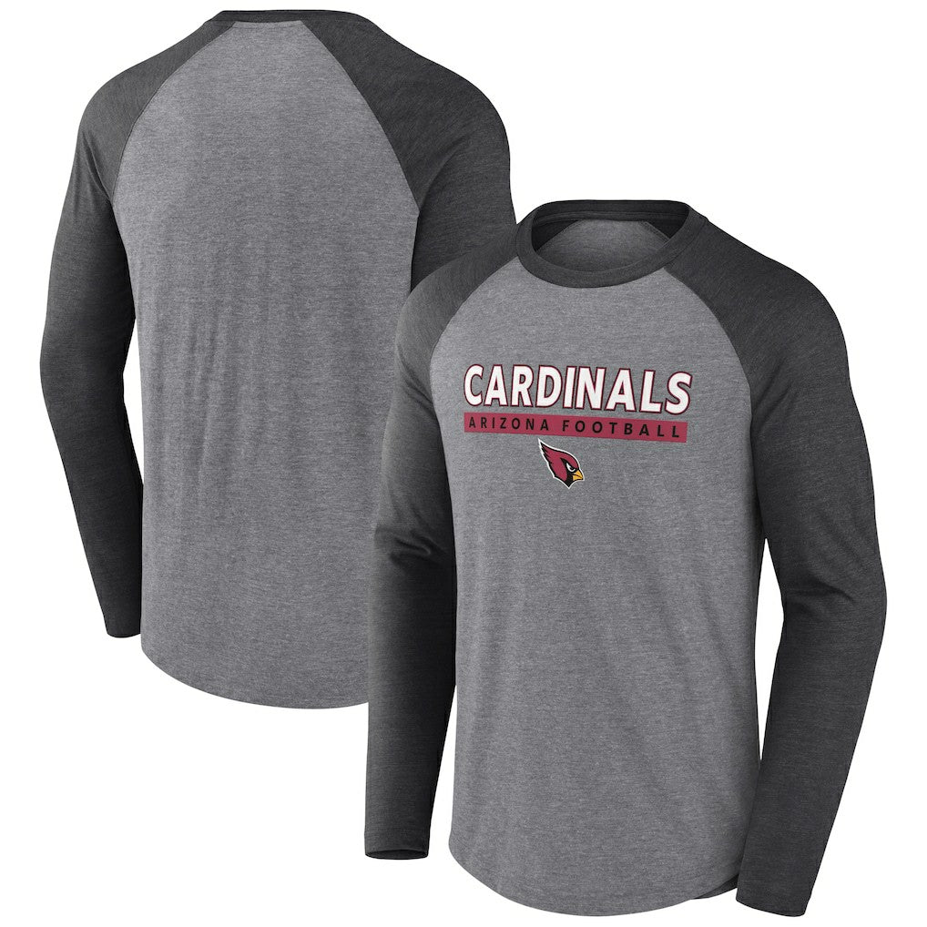 Arizona Cardinals Tri-Blend Raglan Long Sleeve T-Shirt Heather Gray/Charcoal | Fanatics