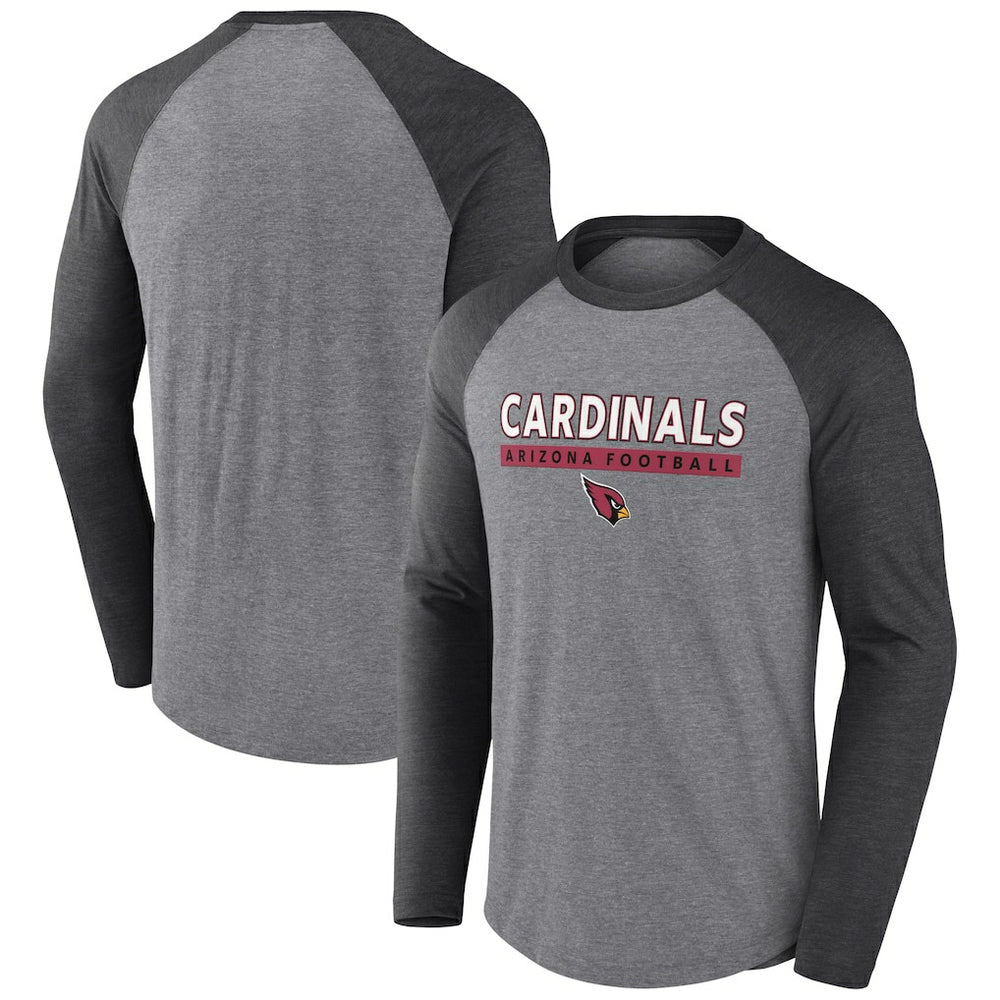 Arizona Cardinals Tri-Blend Raglan Long Sleeve T-Shirt Heather Gray/Charcoal | Fanatics