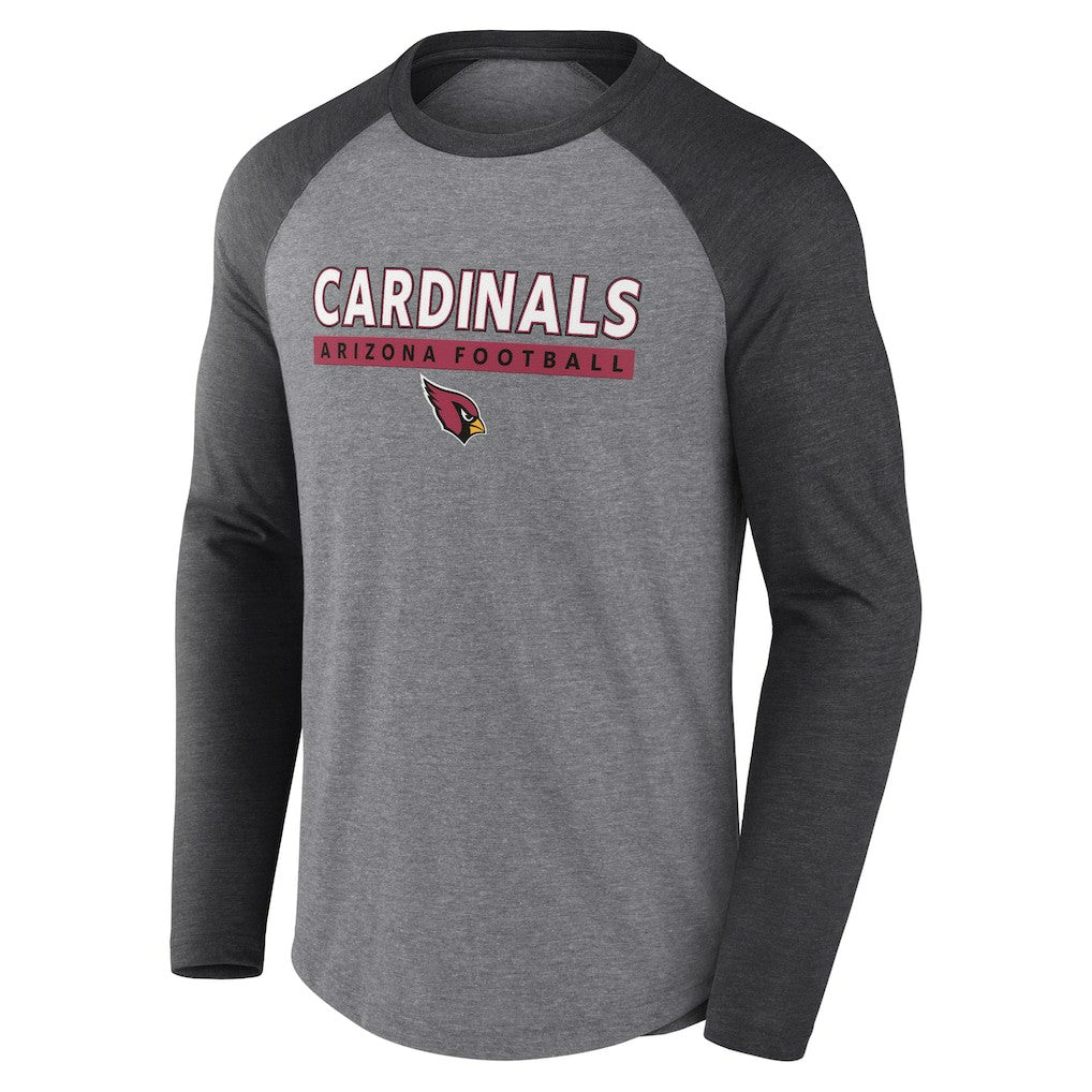 Arizona Cardinals Tri-Blend Raglan Long Sleeve T-Shirt Heather Gray/Charcoal | Fanatics