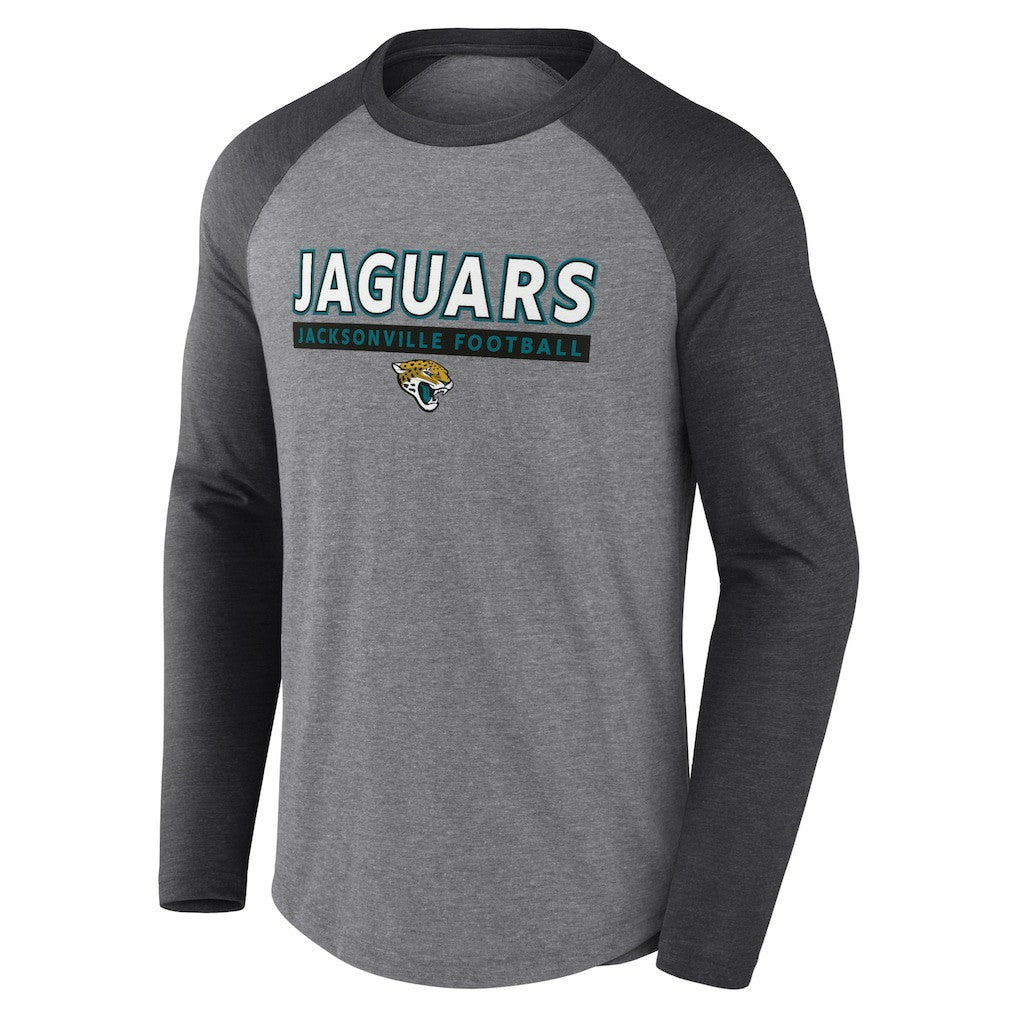 Jacksonville Jaguars Tri-Blend Raglan Long Sleeve T-Shirt Heather Gray/Charcoal | Fanatics