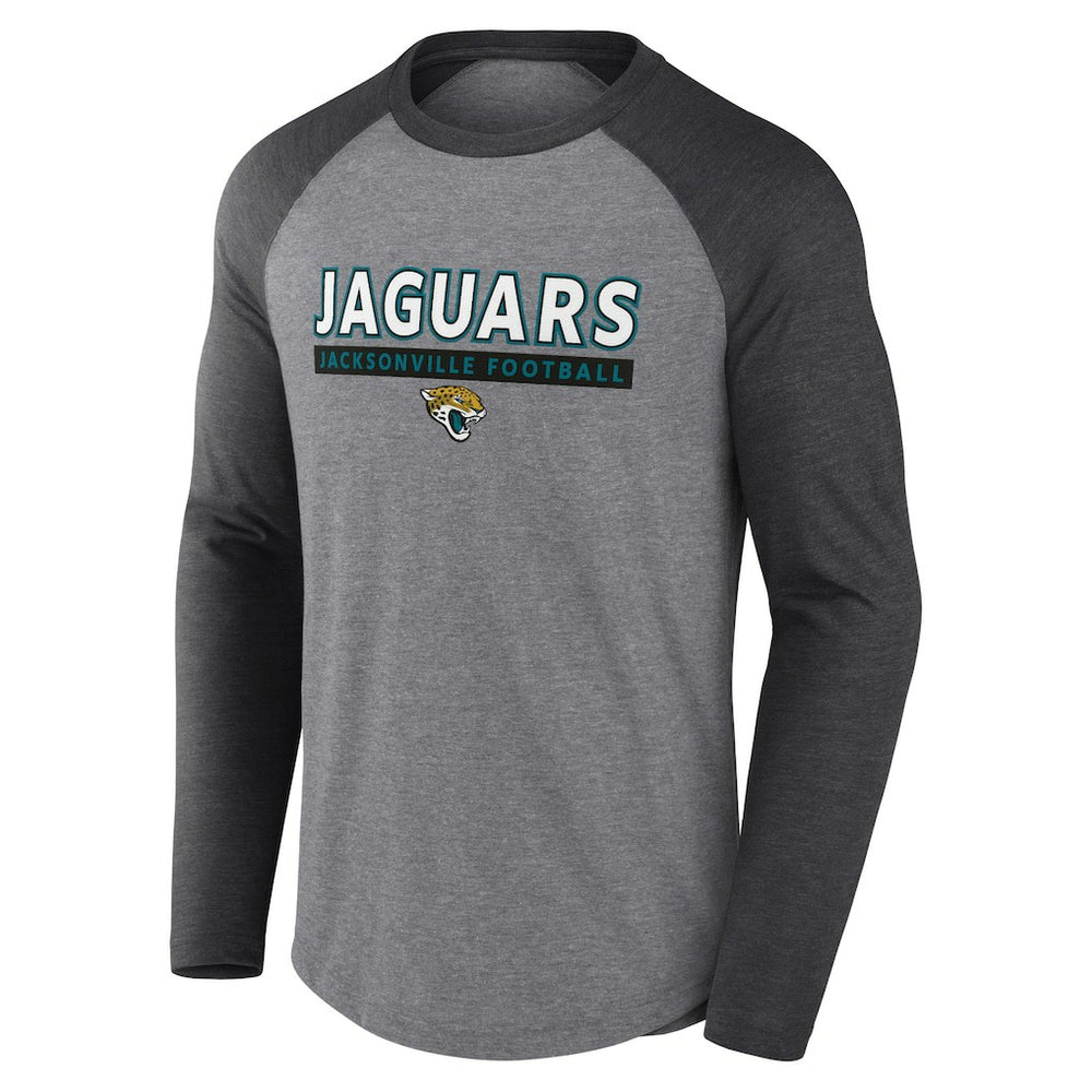 Jacksonville Jaguars Tri-Blend Raglan Long Sleeve T-Shirt Heather Gray/Charcoal | Fanatics