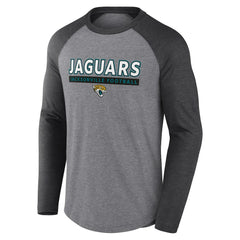 Jacksonville Jaguars Tri-Blend Raglan Long Sleeve T-Shirt Heather Gray/Charcoal | Fanatics