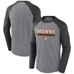 Cleveland Browns Tri-Blend Raglan Long Sleeve T-Shirt Heather Gray/Charcoal | Fanatics