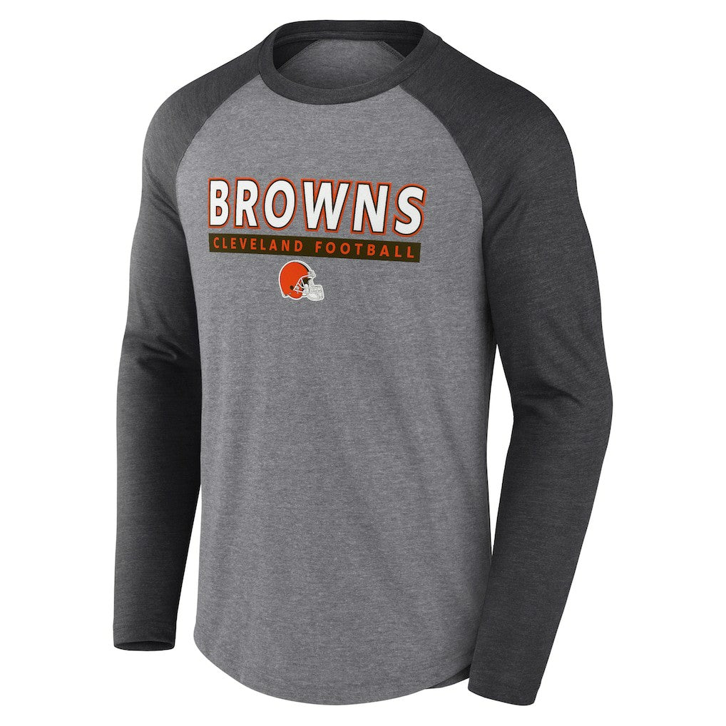 Cleveland Browns Tri-Blend Raglan Long Sleeve T-Shirt Heather Gray/Charcoal | Fanatics