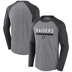 Las Vegas Raiders Tri-Blend Raglan Long Sleeve T-Shirt Heather Gray/Charcoal | Fanatics