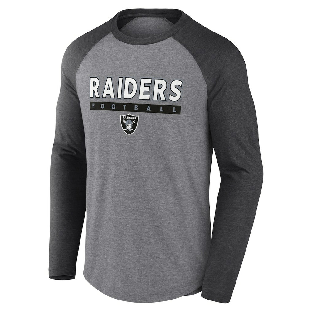 Las Vegas Raiders Tri-Blend Raglan Long Sleeve T-Shirt Heather Gray/Charcoal | Fanatics