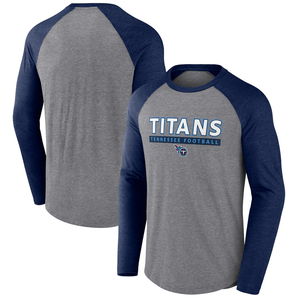 Tennessee Titans Tri-Blend Raglan Long Sleeve T-Shirt Heather Gray/Navy | Fanatics