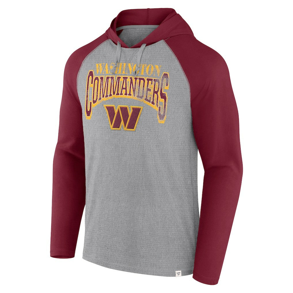 Washington Commanders Under Center Long Sleeve Hoodie T-Shirt Gray/Burgundy | Fanatics
